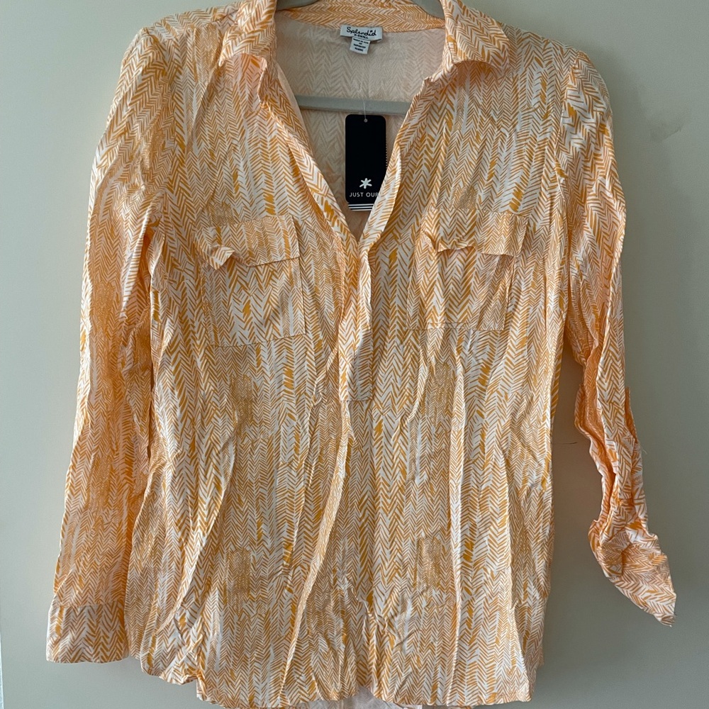 Splendid orange long sleeve top NWT XS